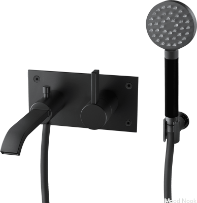 Grifo termostático de pared para bañera ARM036, Latón Negro Mate