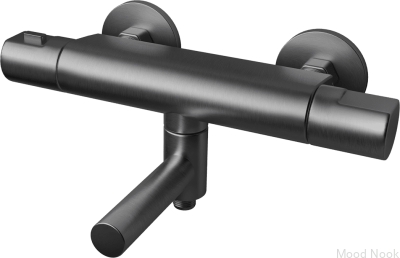 Grifo termostático de pared para bañera ARM022-150 Latón Negro Cromo Cepillado