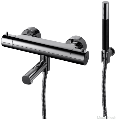 Grifo termostático para baño y ducha EVM026-150 Latón Negro Cromo