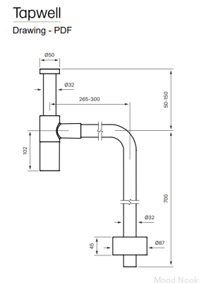 Sifón para lavabo con tubo tipo L XA100 Latón Negro Cromo