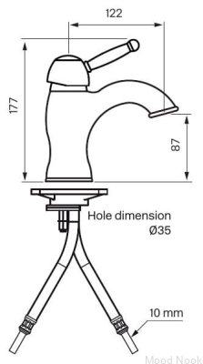 Grifo para lavabo GI071, latón pulido, sin pintar