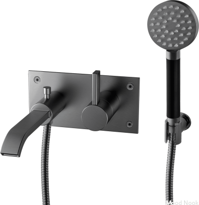 Grifo termostático de pared para bañera ARM036 Latón Negro Cromo Cepillado