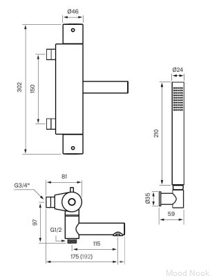 EVM026 grifo para bañera y ducha, latón marrón