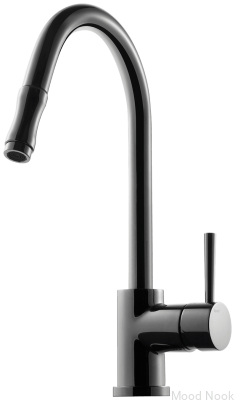 Grifo de cocina con caño extraíble EVO185, Latón, Cromo negro