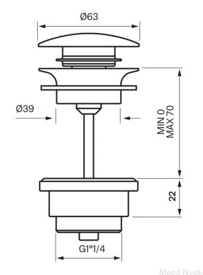 Tapón de lavabo universal emergente 74400 Latón Marrón