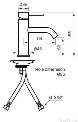 Grifo para lavabo EVM072, latón niquelado cepillado