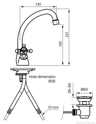 VLV077 Grifo para lavabo clásico, latón cromado