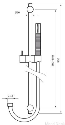 Barra de ducha Dso con soporte de pared ajustable ZSAL300 Cobre Cepillado Sin Pintar