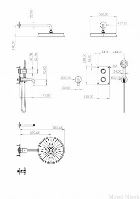 ARM7368 ED2 Juego de ducha cromado negro latón