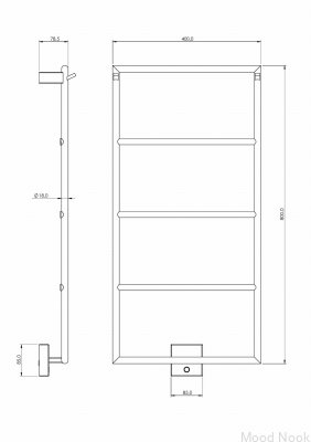 Radiador de baño TW800-400 Acero Marrón Cepillado