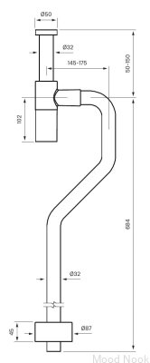 Sifón para lavabo con tubo en S XA200, Latón cromado
