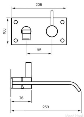 ARM008 grifo para lavabo, cobre cepillado, sin pintar