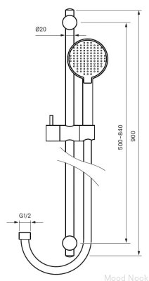 Barra de ducha Dso con soporte de pared regulable ZSAL400 Latón cromado