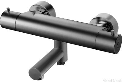 Grifo termostático para baño y ducha EVM022-150 Latón Negro Cromo Cepillado