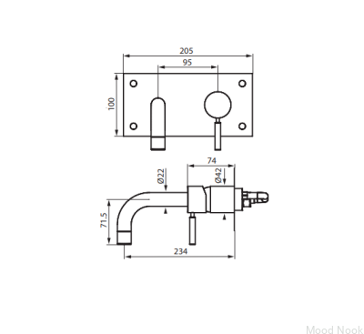 Grifo para lavabo 230 BOX008 Latón cromado