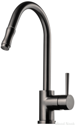 Grifo de cocina con caño extraíble EVO185 Latón Negro Cromo Cepillado