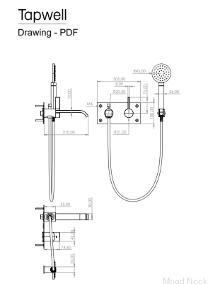 Grifo termostático de pared para bañera ARM036, latón cromado
