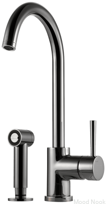 Grifo de cocina de dos orificios con ducha EVO200, Latón, Cromo Negro