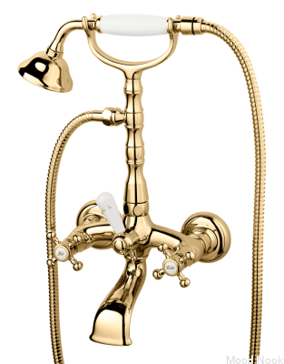 Grifo de bañera clásico con rociador FBLV023-150 Latón pulido Sin pintar