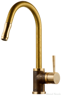 Grifo de cocina con caño extraíble EVO185 Grottesco Latón, Sin pintar
