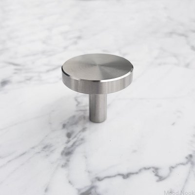 Nena M Silver Borstad Inox Möbelknopp