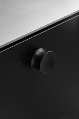 Gałka meblowa Pulley 45 Drewniana Dębowa Czarna