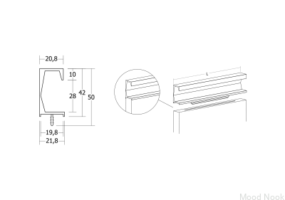 Tirador para mueble empotrado Six 997 Aluminio Blanco Mate