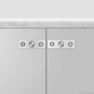 Möbelknopp med bricka Linjär platta 12 Stål Silver (set)