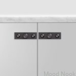 Zdjecie galki Linear Plate Gun metal na meblu