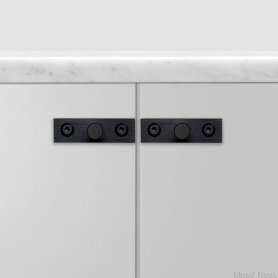 Möbelknopp med bricka Linjär platta 12 Stål Svart (set)