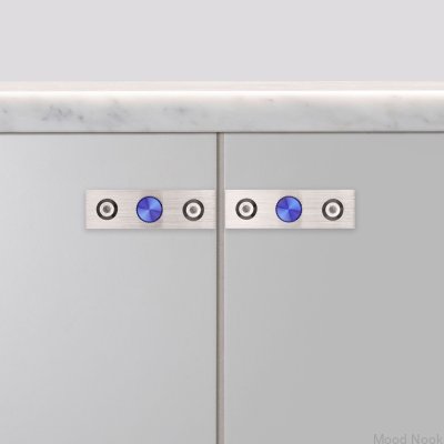 Möbelknopp med bricka Linjär platta 12 Stål Bränt stål (set)