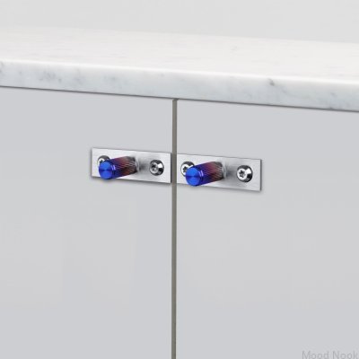 Möbelknopp med bricka Linjär platta 12 Stål Bränt stål (set)