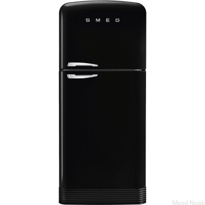 Refrigerador FAB50RBL5 estilo años 50, 192,1 cm, color negro (tiradores cromados)