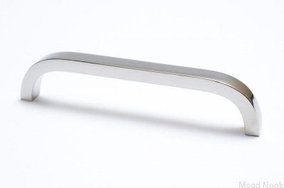 Avlångt möbelhandtag Slim 128 Silver, Stål, Polerat