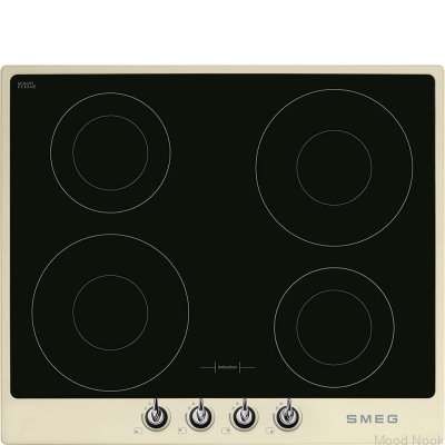 Induktionshäll 60 Victoria SI964PM 4 värmezoner Beige ram + Svart glas (kromknoppar)