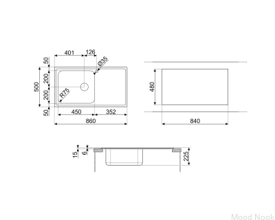 Zlewozmywak Stainless Steel Sinks LGM861S-2 1-komorowy Stal Nierdzewna z powłoką zapobiegającą zarysowaniom
