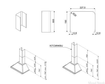 Komin do okapu KT90 Universal Czarny