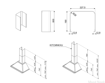 Komin do okapu KT90 Universal Stal Nierdzewna