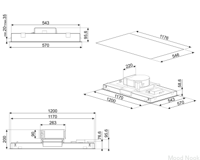 Okap sufitowy Universal KLT12L4WH Biały Mat