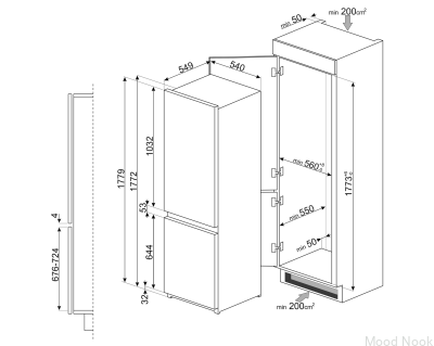 Lodówka do zabudowy Universal C81721E 178 cm