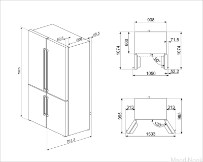 Lodówka Universal FQ60BDE 182 cm French Door Biała