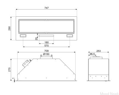 Okap podszafkowy Universal KSG8P4MB Czarny Mat
