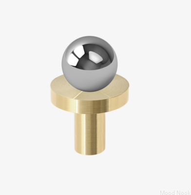 Ручка для мебели Pola Brass Silver Chrome с матовой латунной накладкой