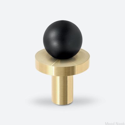 Мебельная ручка Pola Brass Black с матовой латунной накладкой