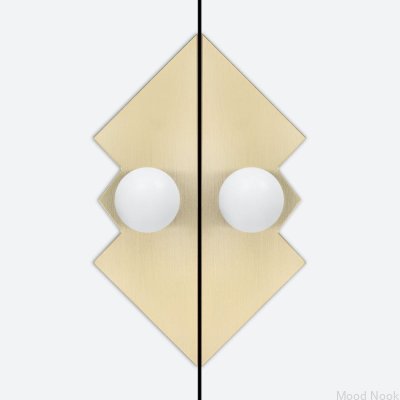 Bouton de meuble Odete M Pillow Queen avec coussinet en laiton blanc avec or non verni brossé (2 pièces)