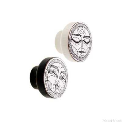 Pomo para muebles Faces Black&White 40 Madera Esmaltada Blanco (patrón H)