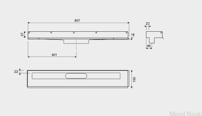 Desagüe lineal 1002 800 Brida izquierda Pared acero