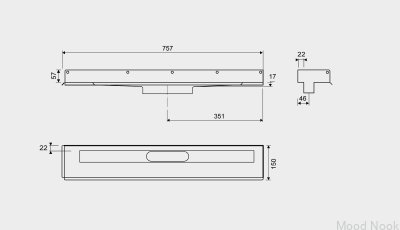 Desagüe lineal 1003 700 Brida derecha Pared acero