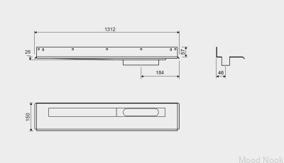 Desagüe lineal 1004 1200 Brida trasera Desagüe de pared derecha Acero