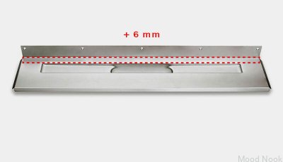 Desagüe lineal 1004 1200 Brida trasera desplazada 6 mm Pared Acero
